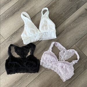 Aerie Lace Bralette bundle - White, Black, and Lavender small